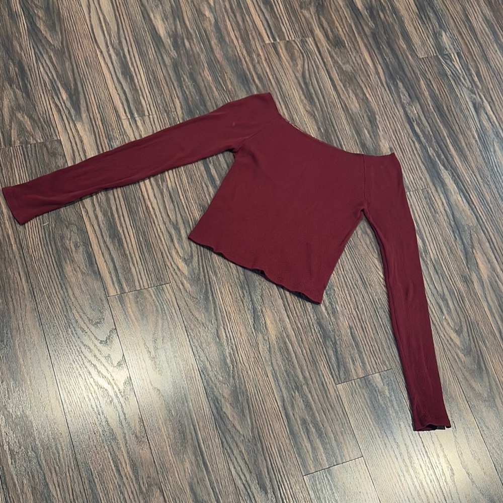 Off-Shoulder Burgundy Crop Top by Brandy Melville (OS)